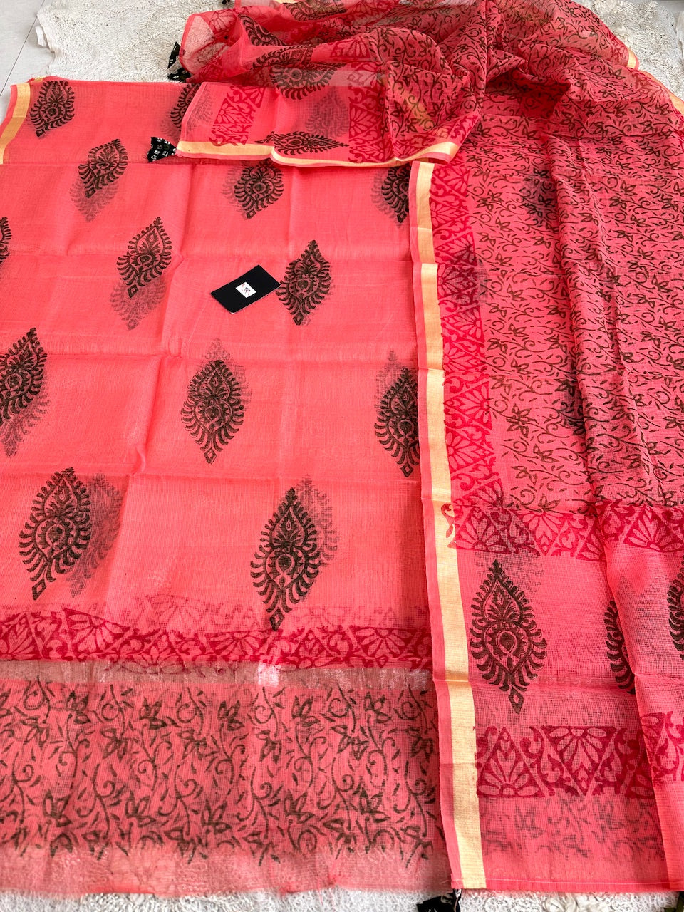 HandBlock Printed Kota Cotton Doria Top N Dupatta