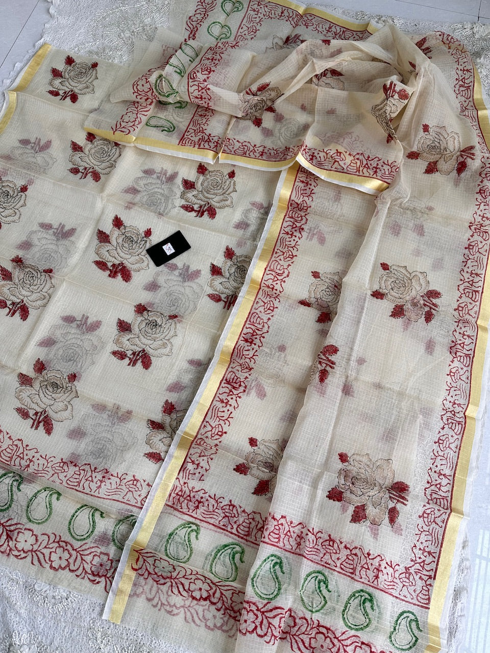 HandBlock Printed Kota Cotton Doria Top N Dupatta (Suit)