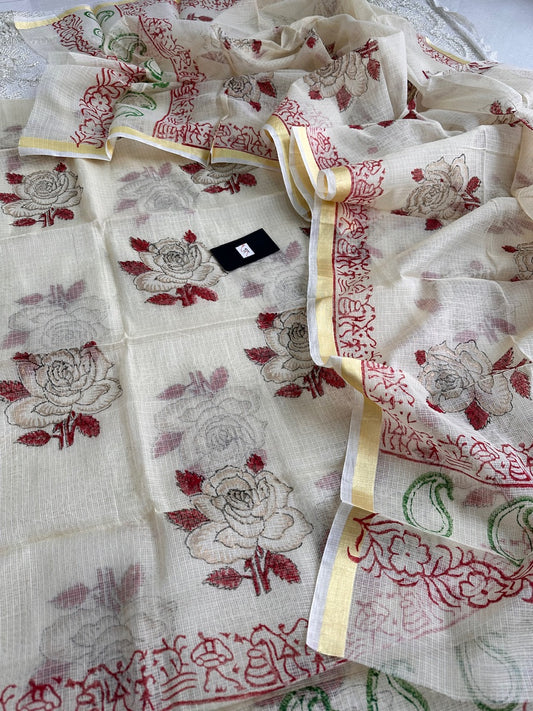 HandBlock Printed Kota Cotton Doria Top N Dupatta (Suit)