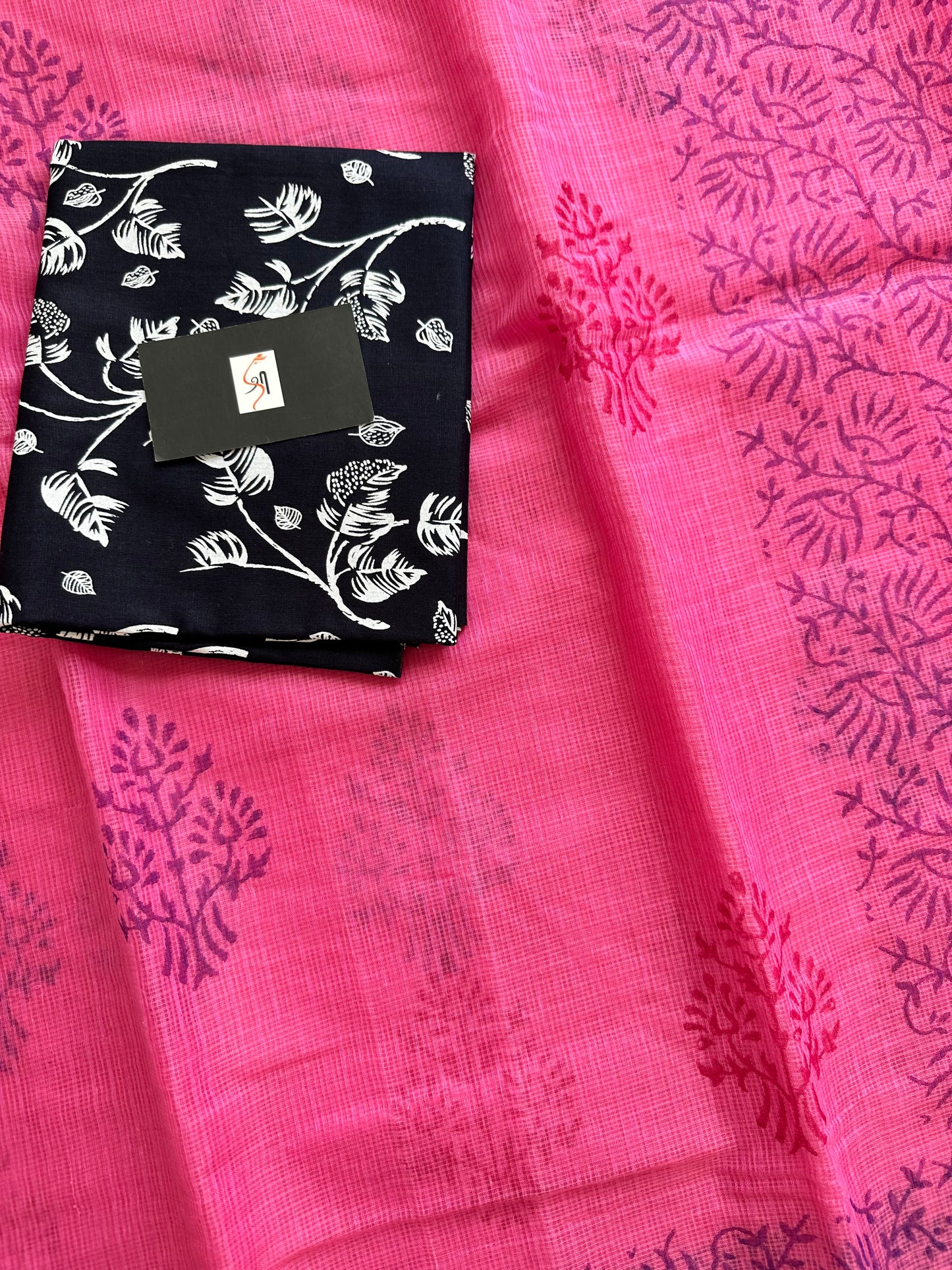 HandBlock Printed Kota Cotton Doria Saree