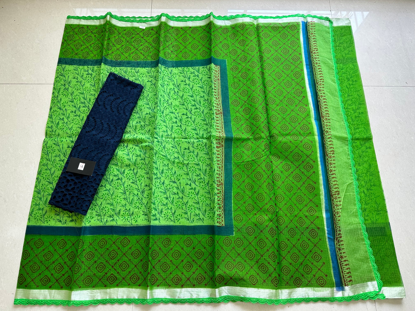 HandBlock Printed Kota Cotton Doria Saree