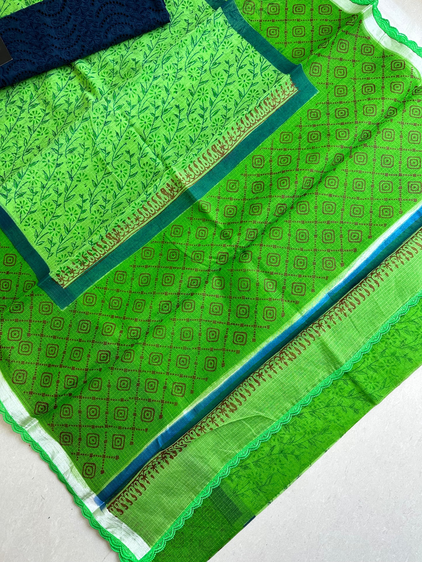 HandBlock Printed Kota Cotton Doria Saree