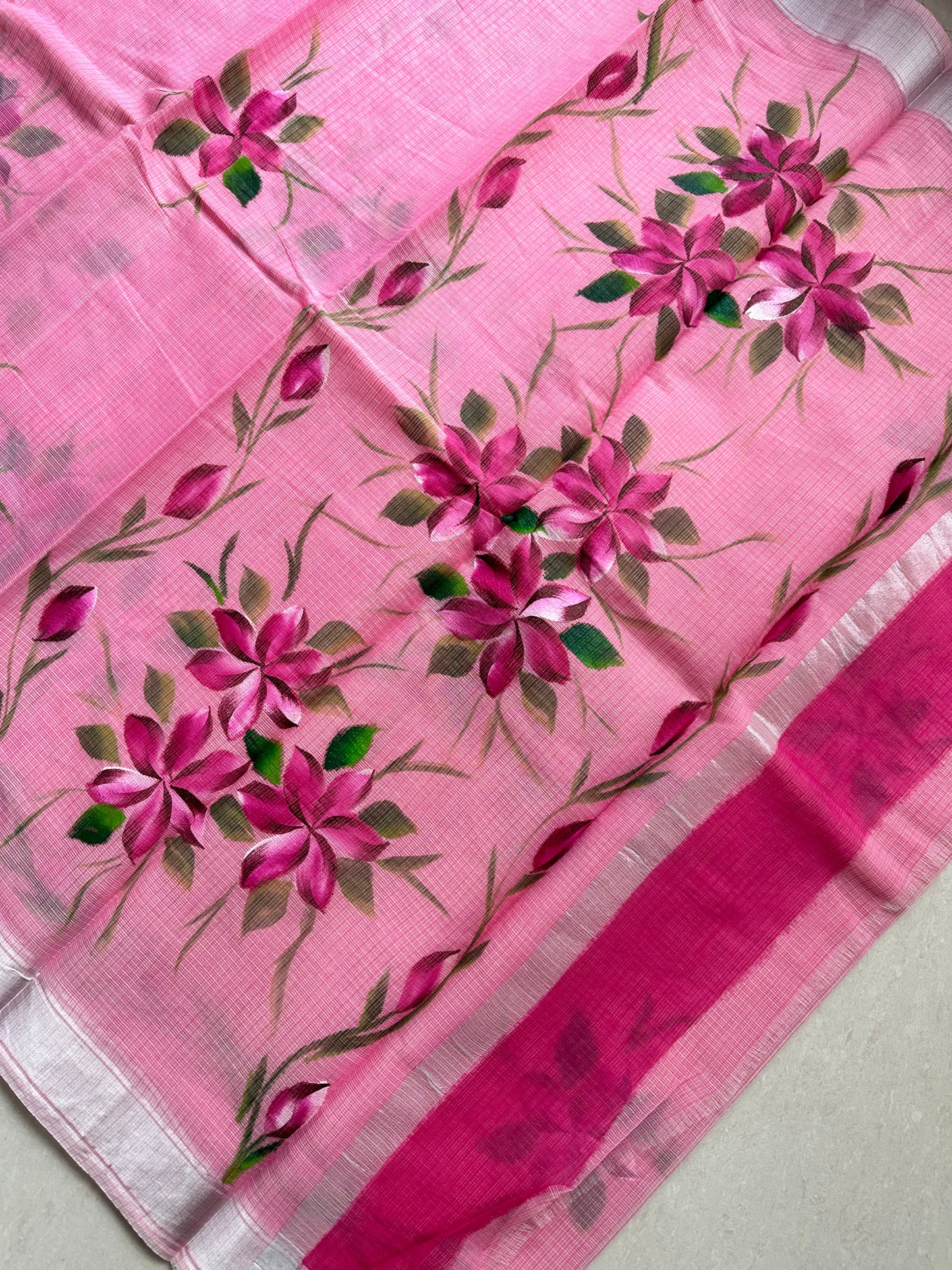 Handpainted Kota Cotton Doria Saree