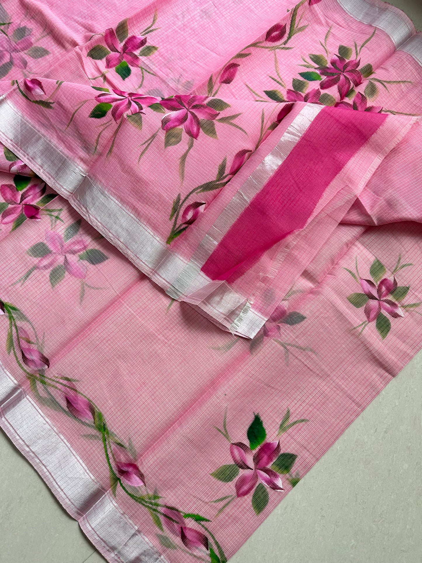 Handpainted Kota Cotton Doria Saree