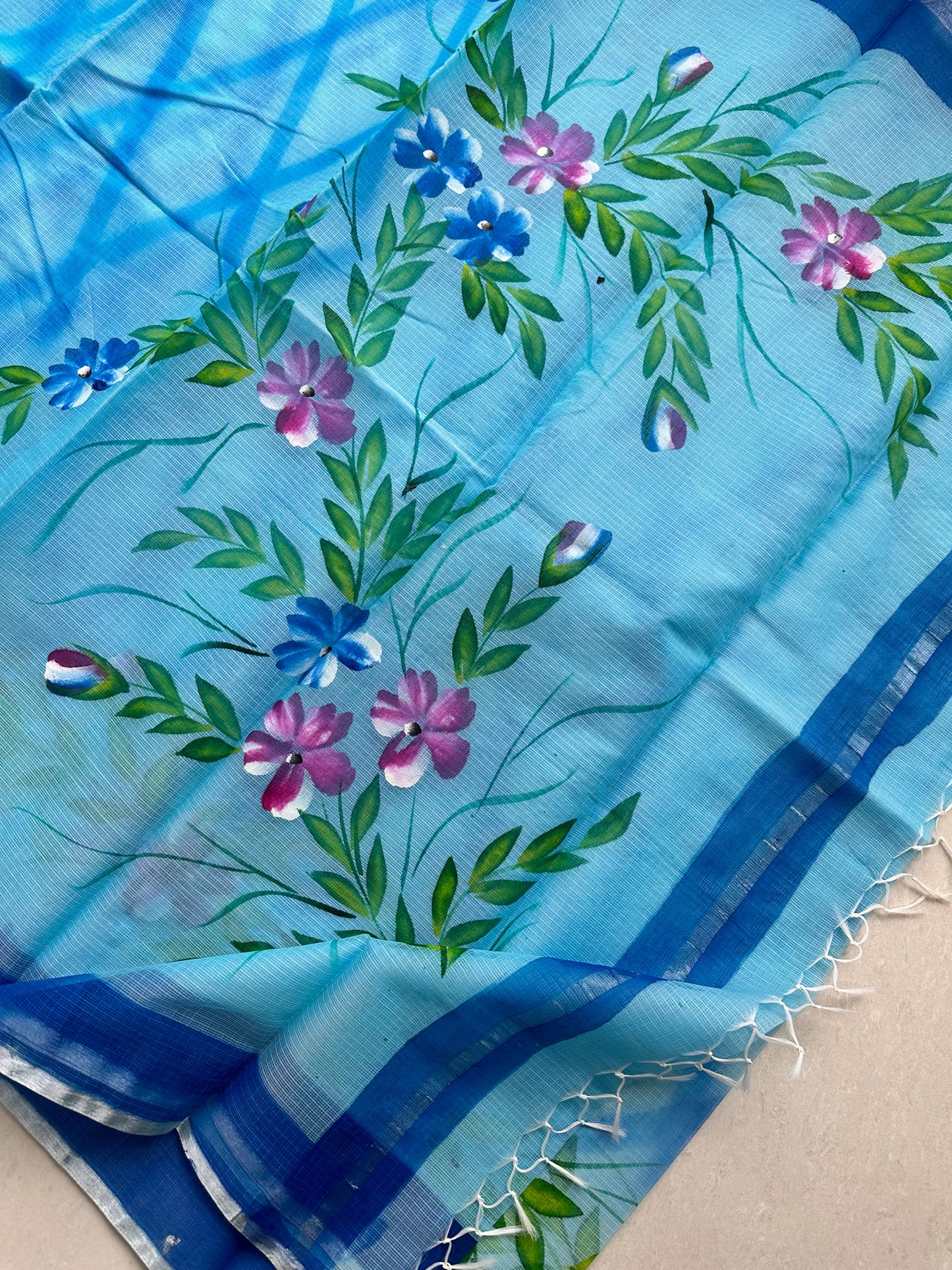 Handpainted Kota Cotton Doria Saree