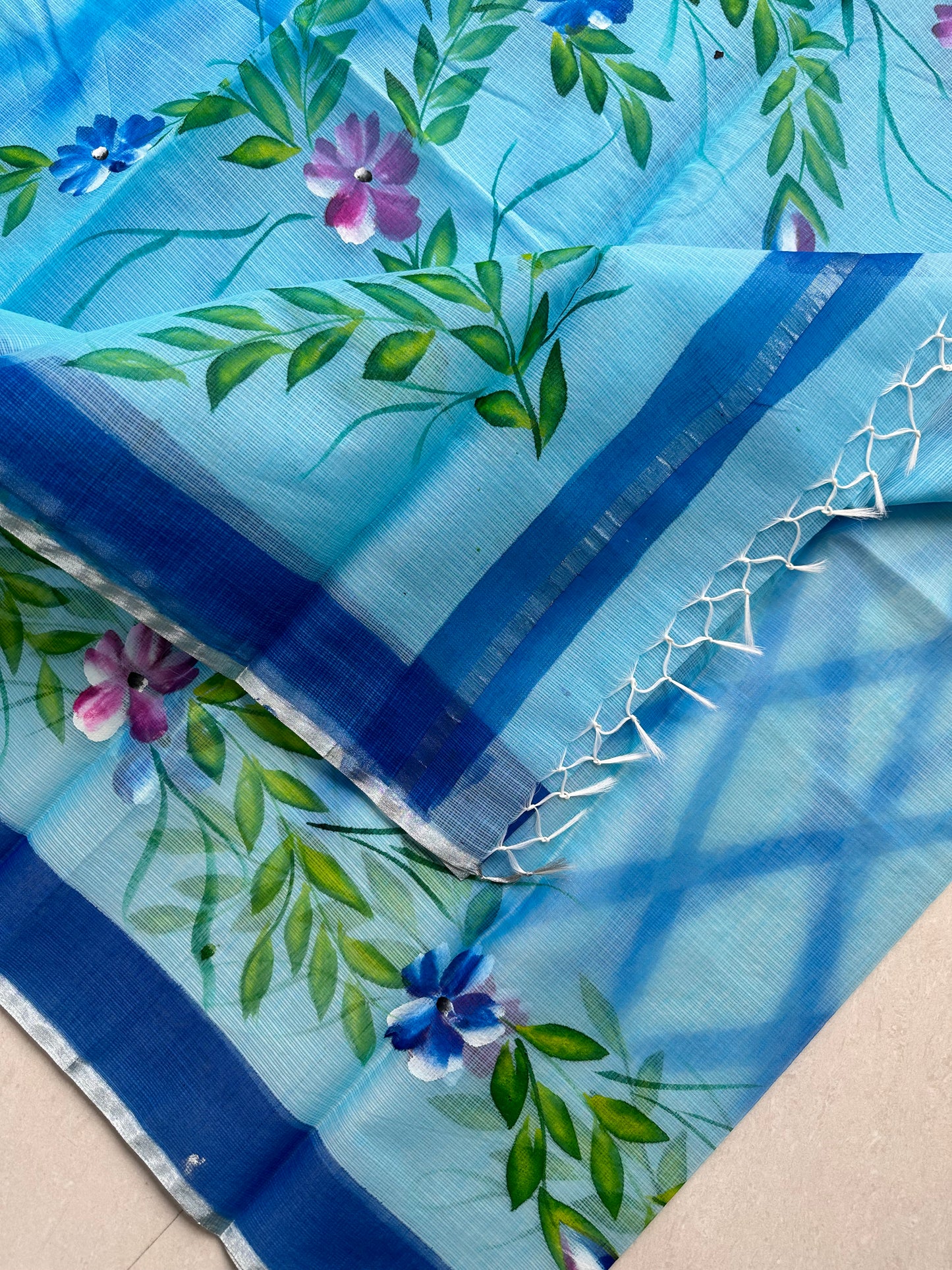 Handpainted Kota Cotton Doria Saree