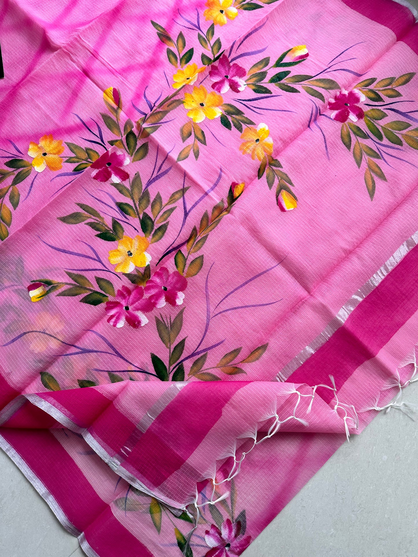 Handpainted Kota Cotton Doria Saree