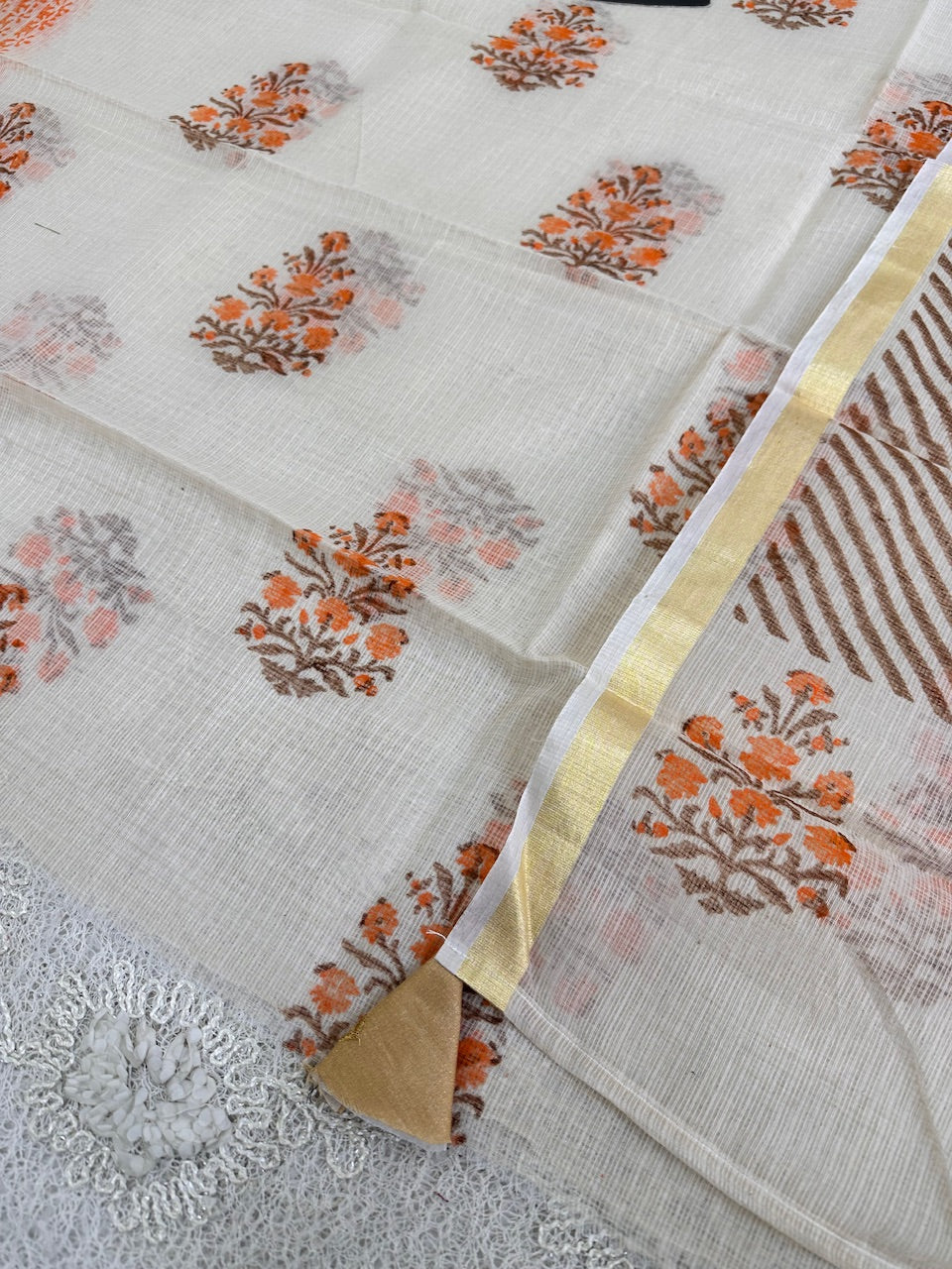 HandBlock Printed Kota Cotton Doria Top N Dupatta