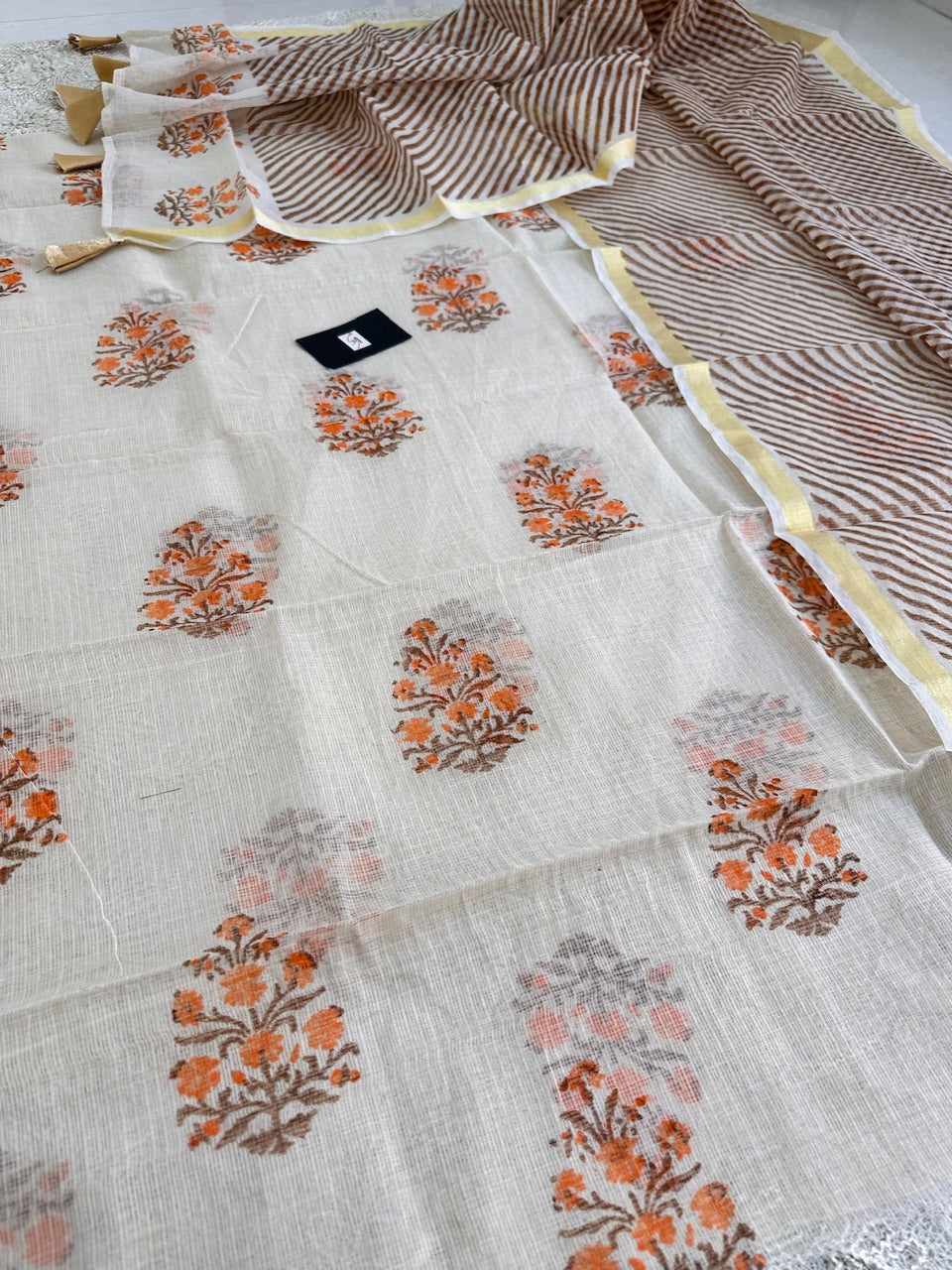 HandBlock Printed Kota Cotton Doria Top N Dupatta