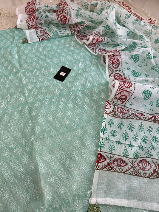 HandBlock Printed Kota Cotton Doria Top N Dupatta (Suit)