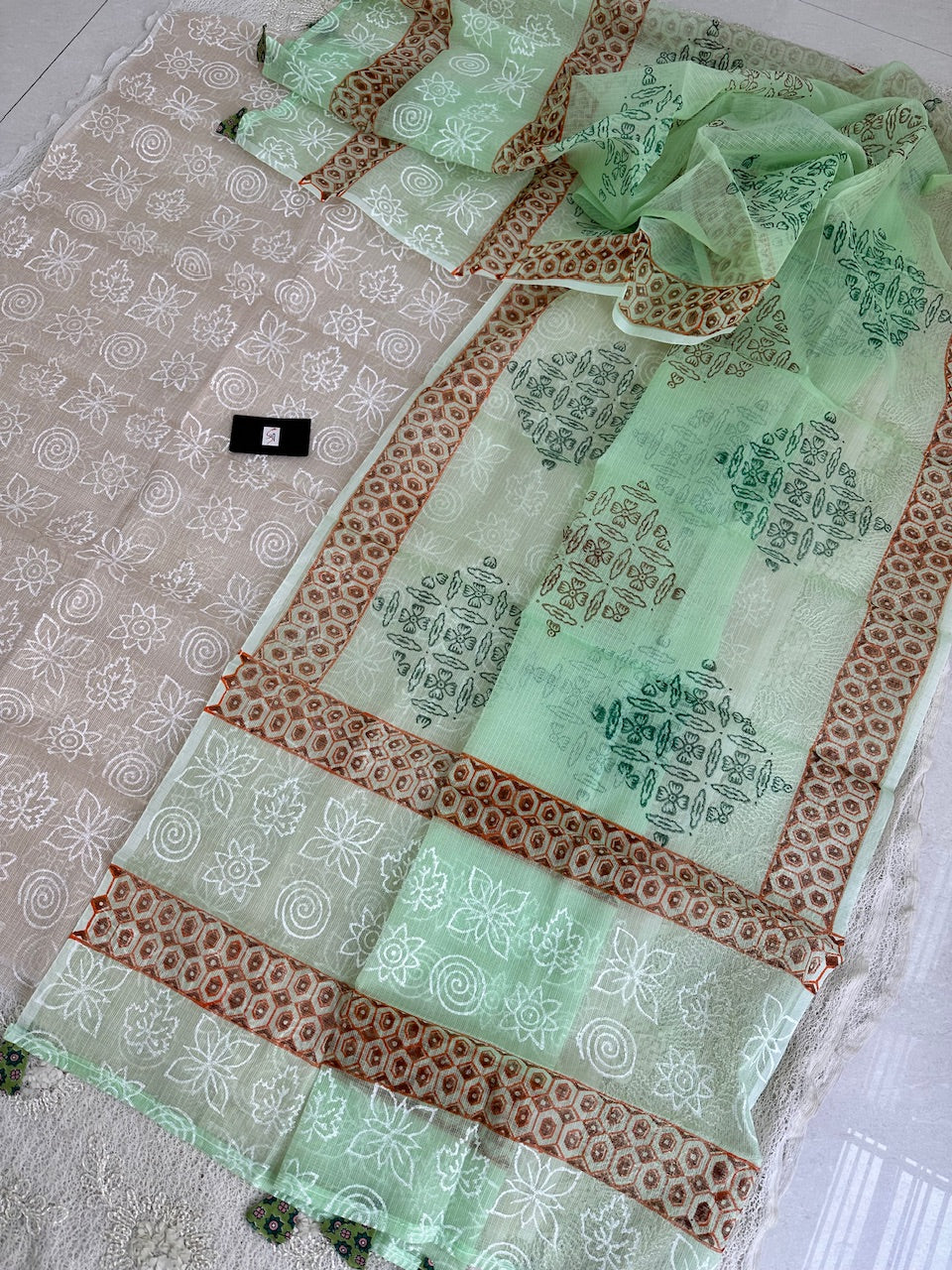 HandBlock Printed Kota Cotton Doria Top N Dupatta (Suit)