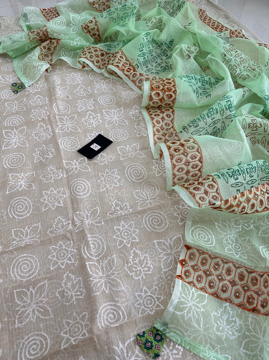 HandBlock Printed Kota Cotton Doria Top N Dupatta (Suit)