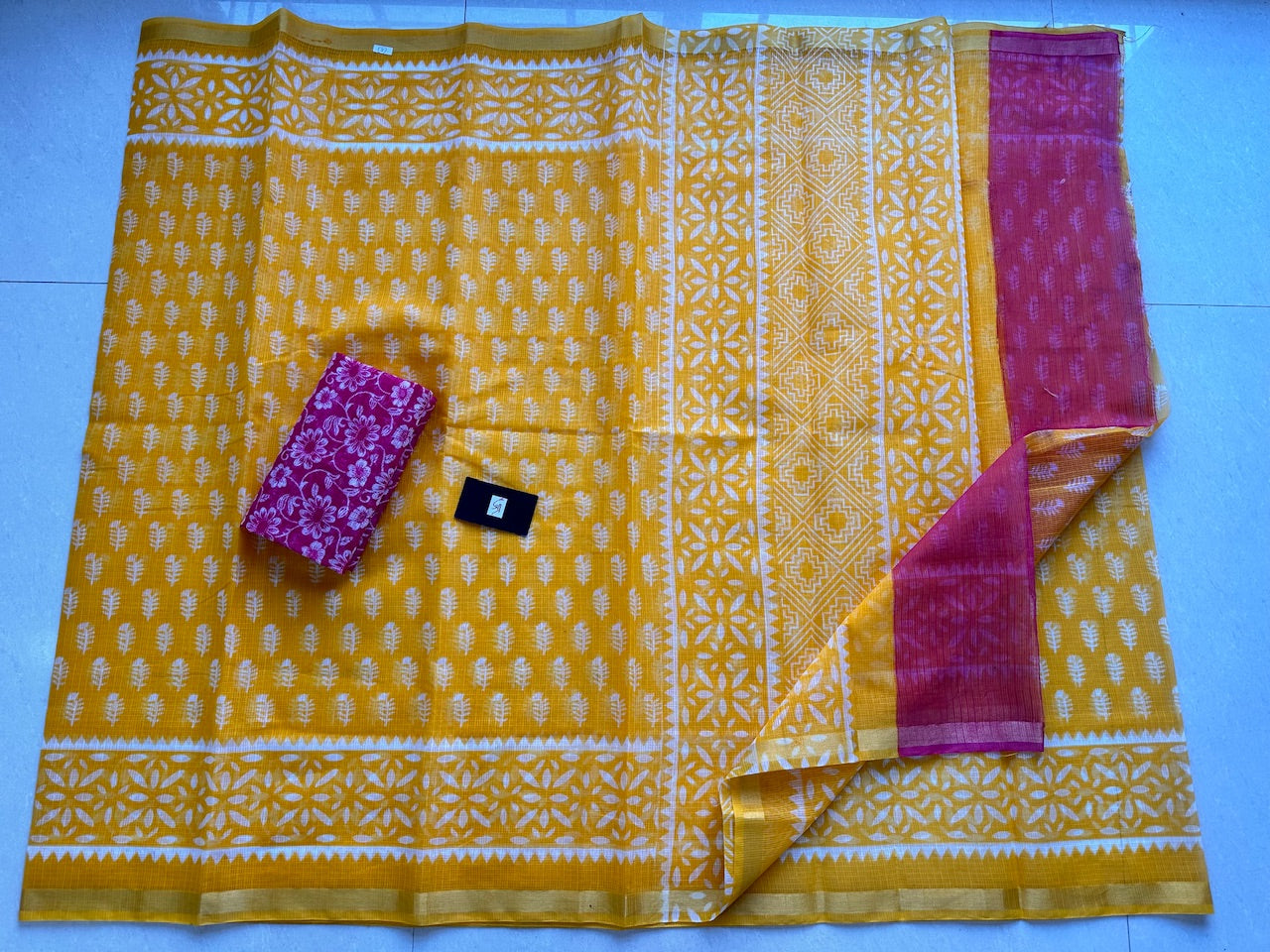 HandBlock Printed Kota Cotton Doria Saree