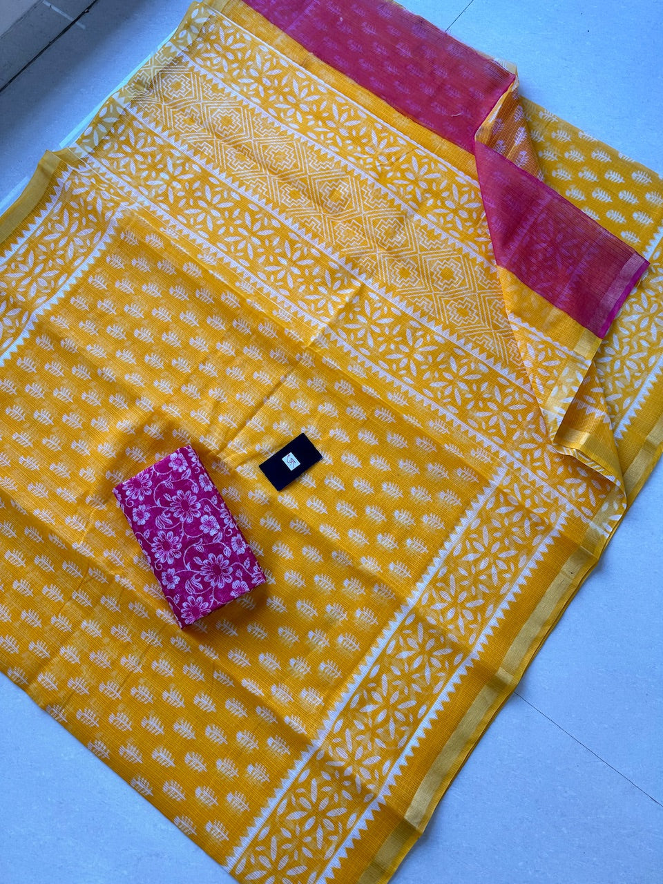 HandBlock Printed Kota Cotton Doria Saree