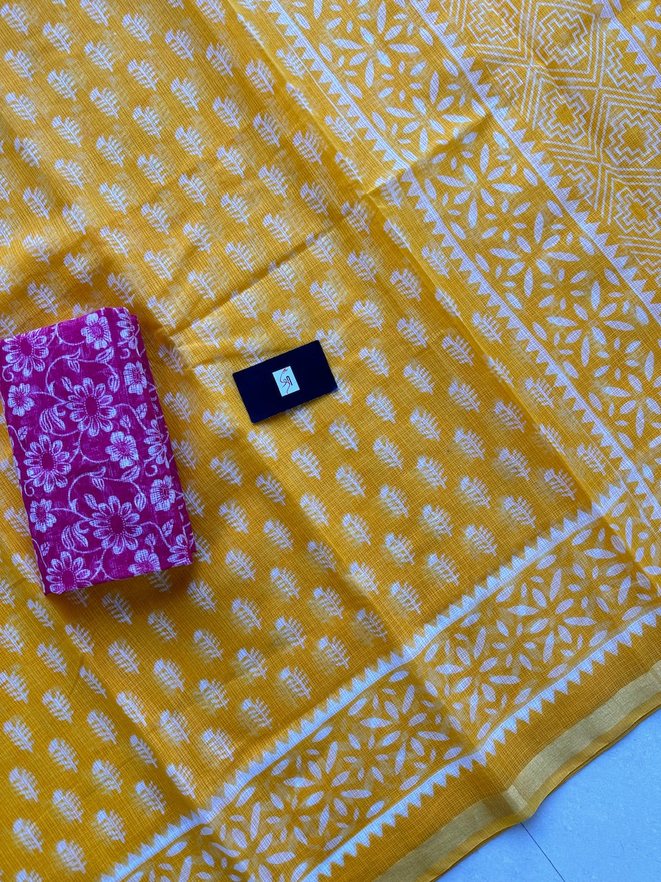 HandBlock Printed Kota Cotton Doria Saree