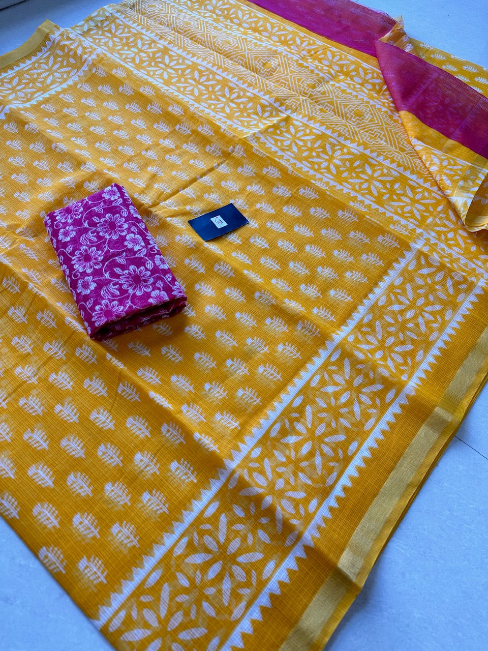 HandBlock Printed Kota Cotton Doria Saree