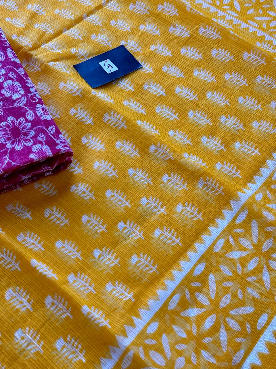 HandBlock Printed Kota Cotton Doria Saree