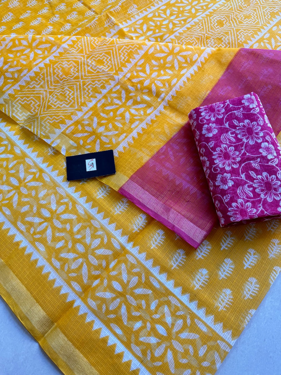 HandBlock Printed Kota Cotton Doria Saree