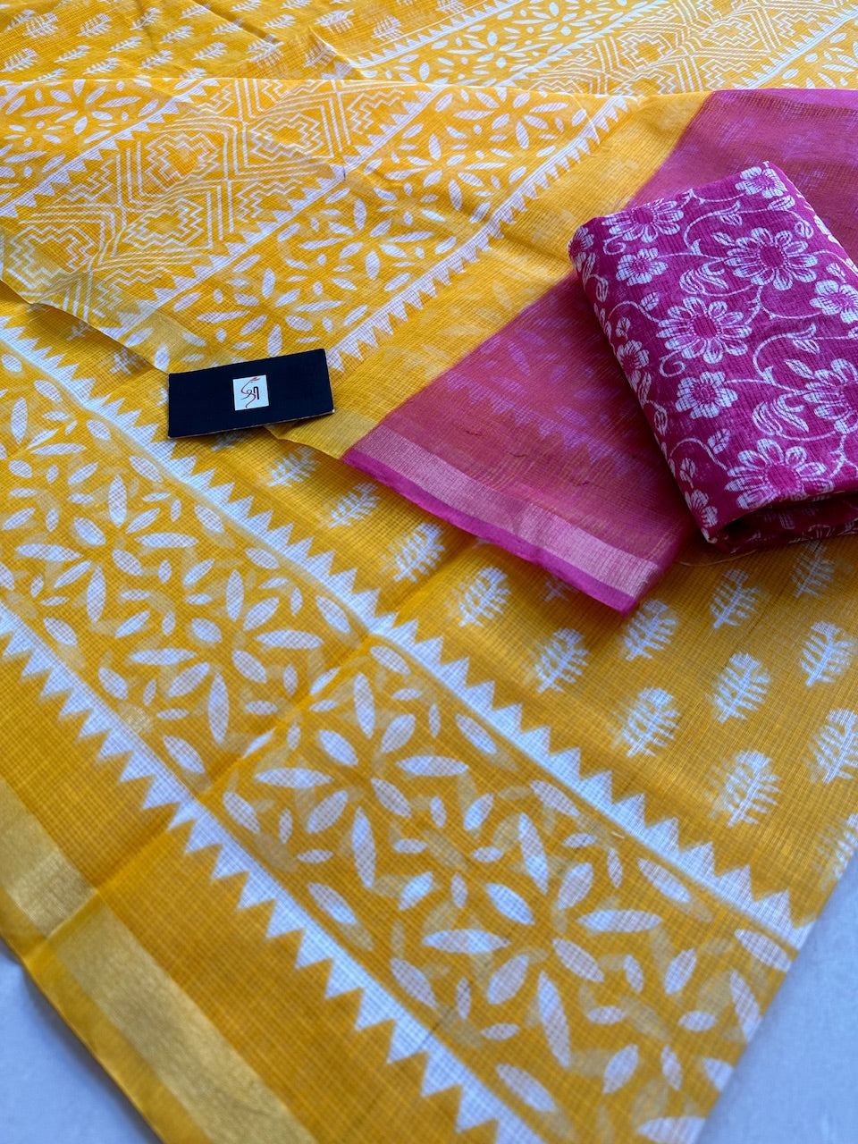 HandBlock Printed Kota Cotton Doria Saree