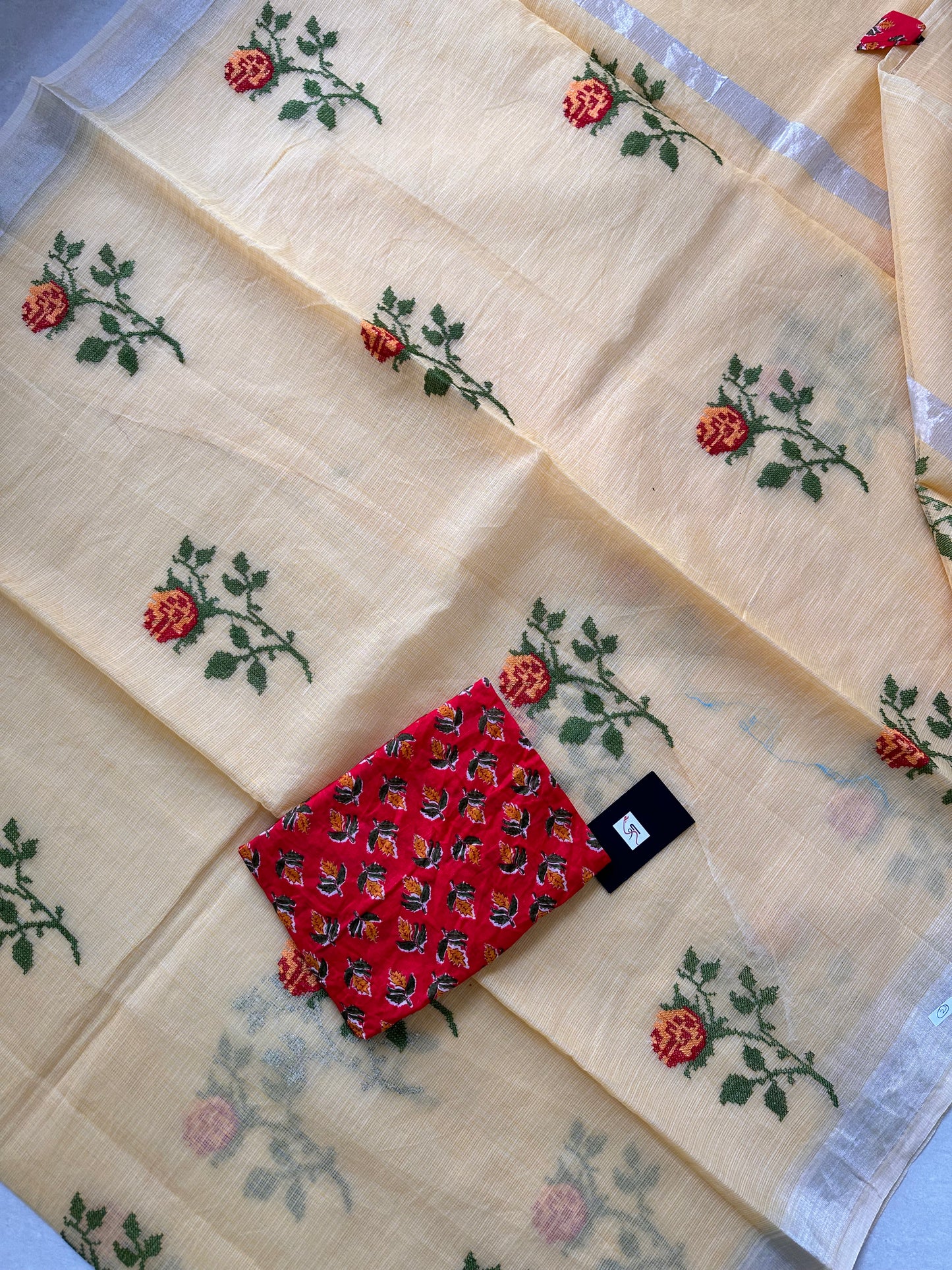 Embroidered Kota Cotton Doria Saree