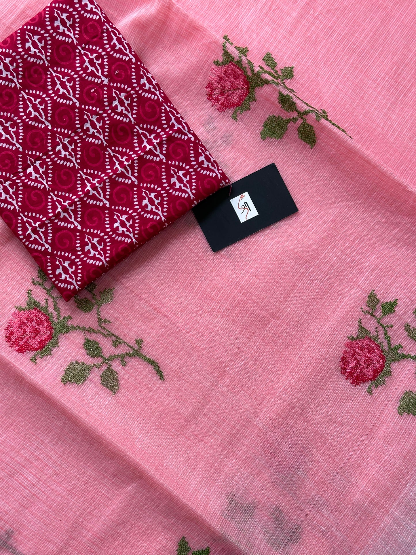 Embroidered Kota Cotton Doria Saree