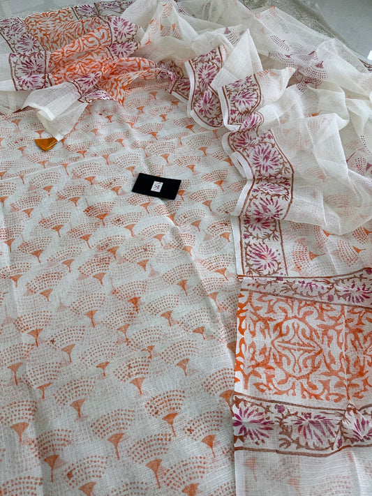 HandBlock Printed Kota Cotton Doria Top N Dupatta (Suit)