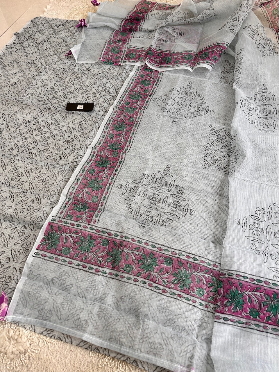 HandBlock Printed Kota Cotton Doria Top N Dupatta (Suit)