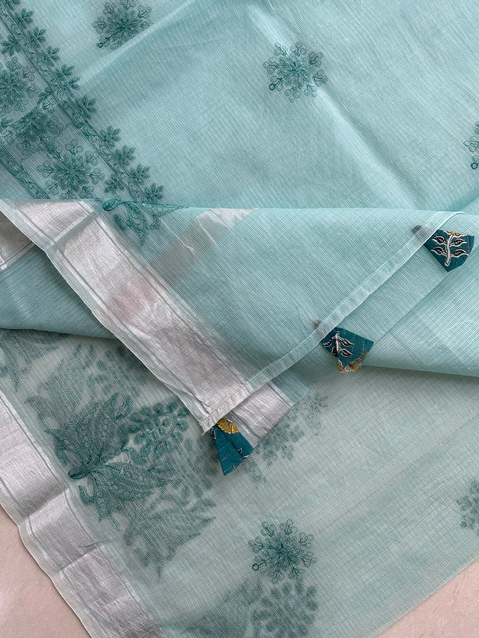 Embroidered Kota Cotton Doria Saree