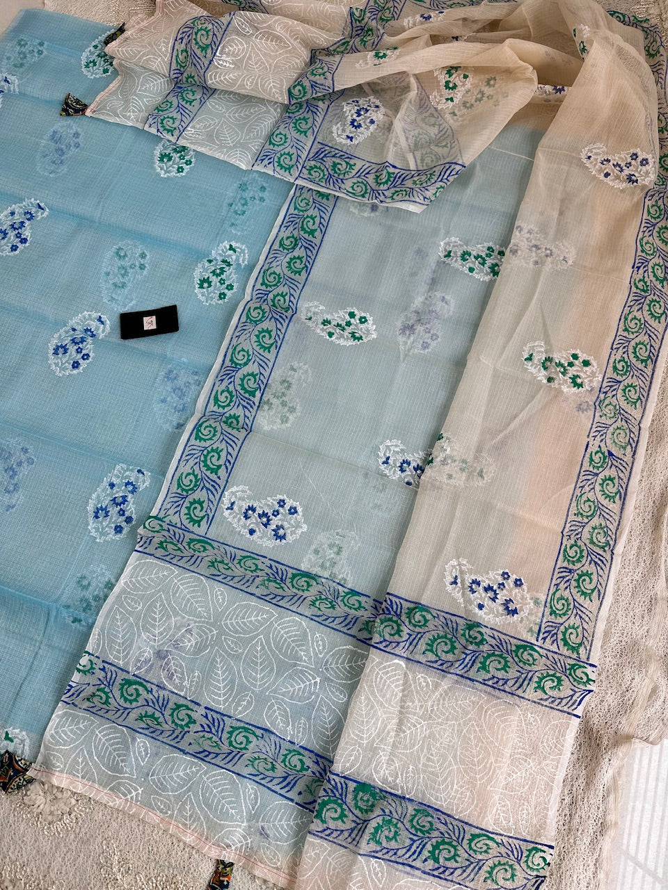 HandBlock Printed Kota Cotton Doria Top N Dupatta (Suit)