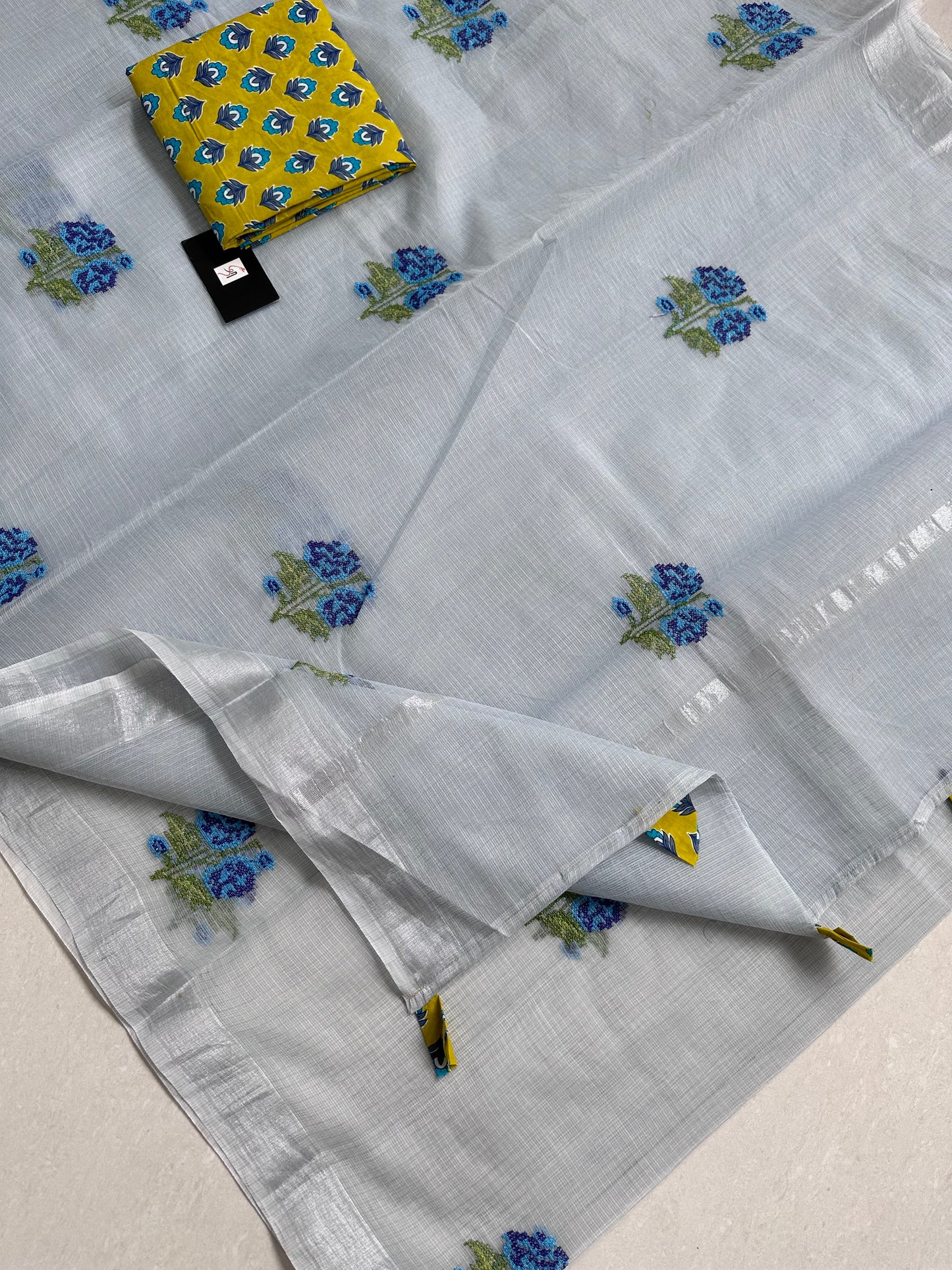 Embroidered Kota Cotton Doria Saree