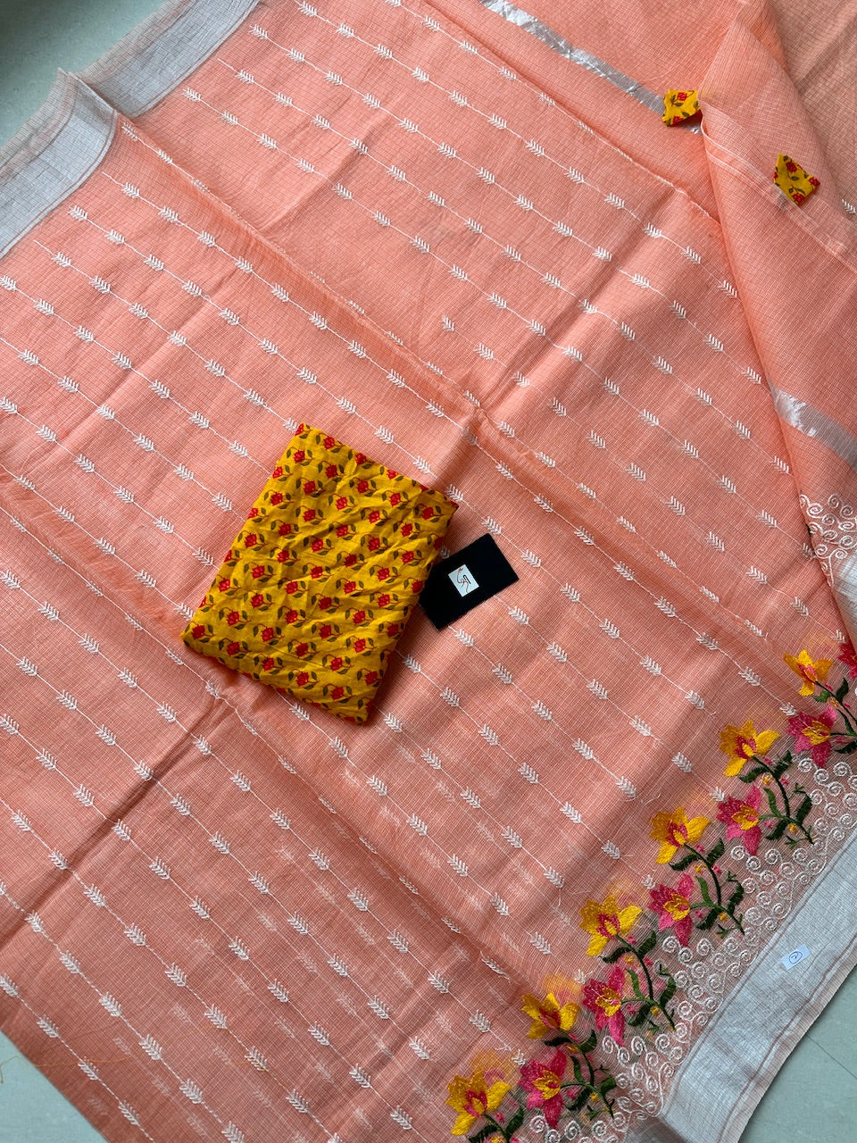 Embroidered Kota Cotton Doria Saree