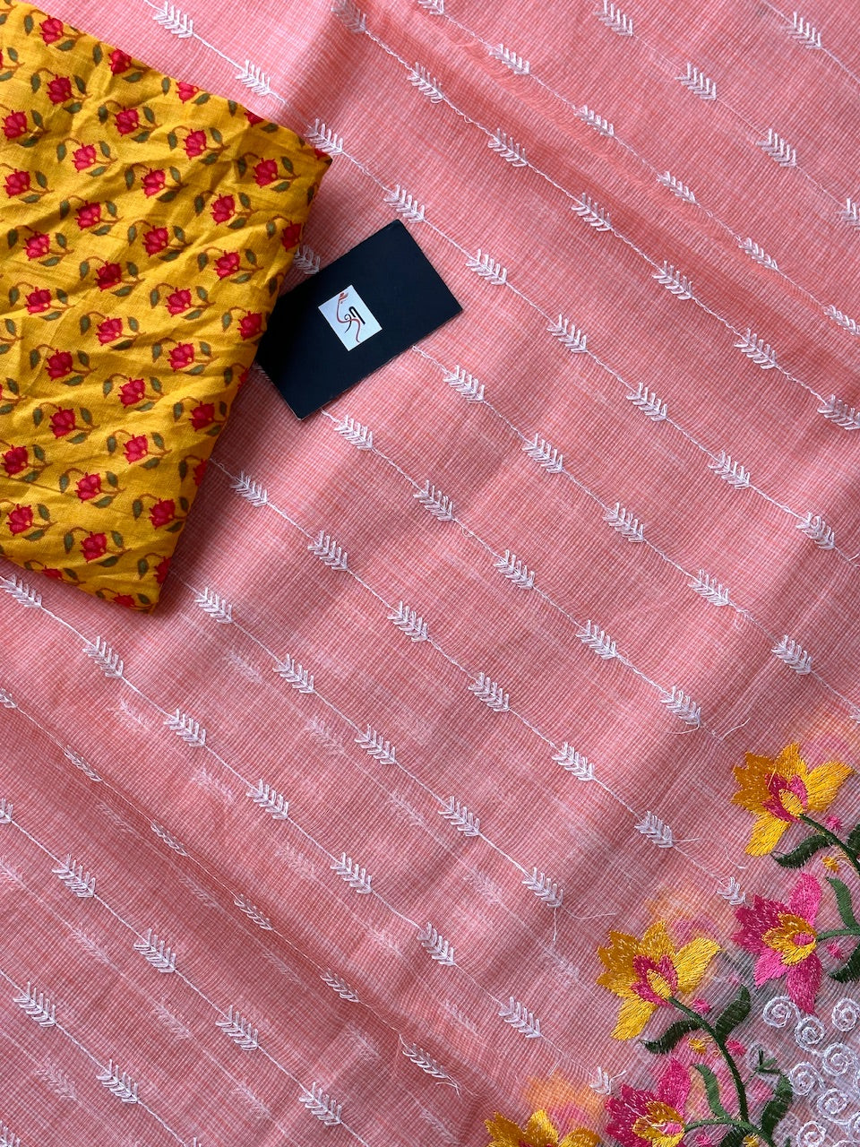 Embroidered Kota Cotton Doria Saree