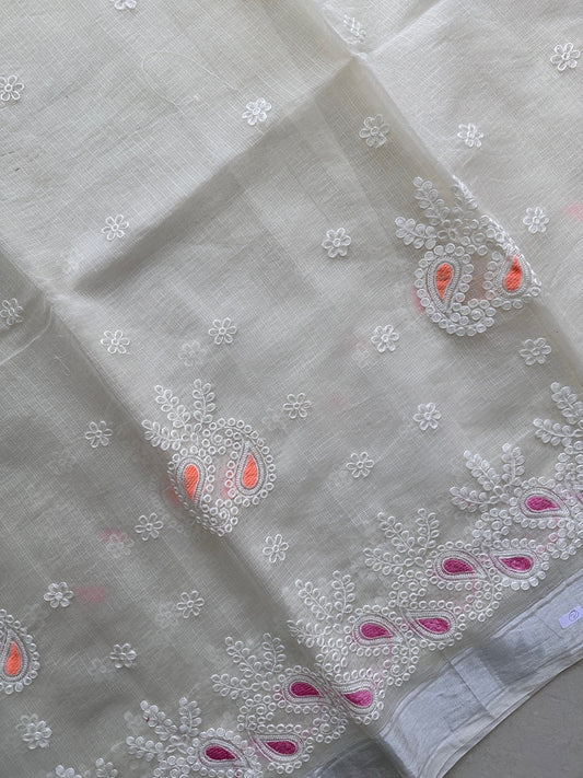 Embroidered Kota Cotton Doria Saree