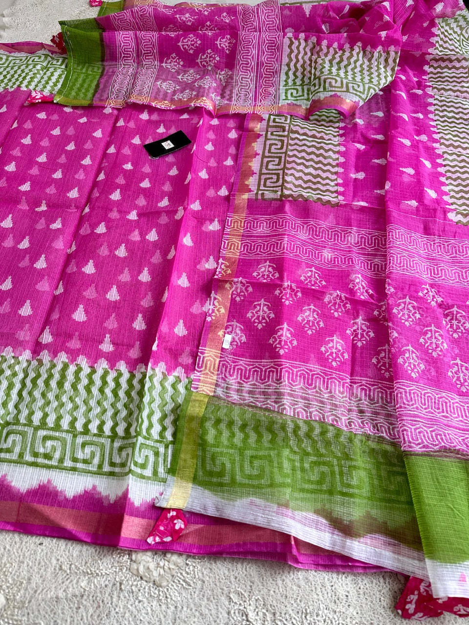 HandBlock Printed Kota Cotton Doria Top N Dupatta (Suit)