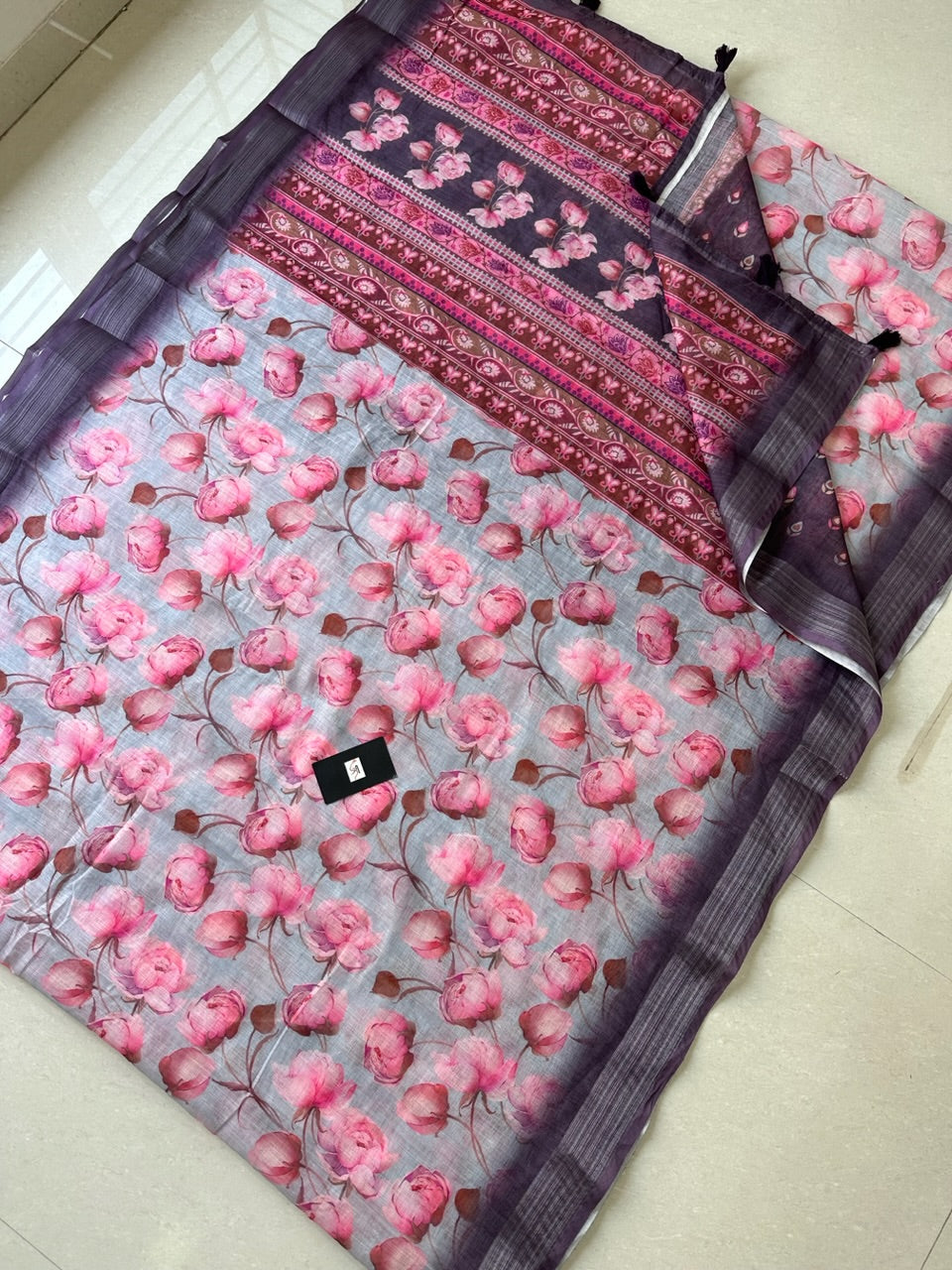 Digital Printed Soft Lenin Cotton Saree