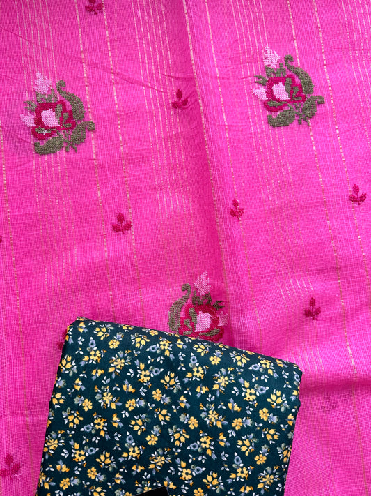 Embroidered Kota Cotton Doria Saree