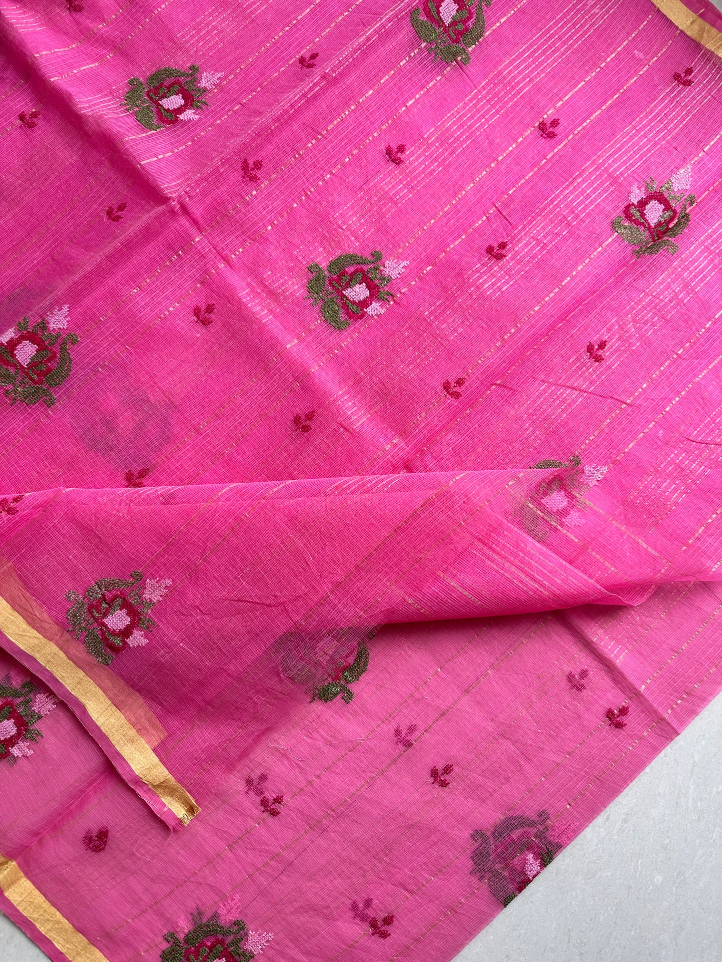 Embroidered Kota Cotton Doria Saree