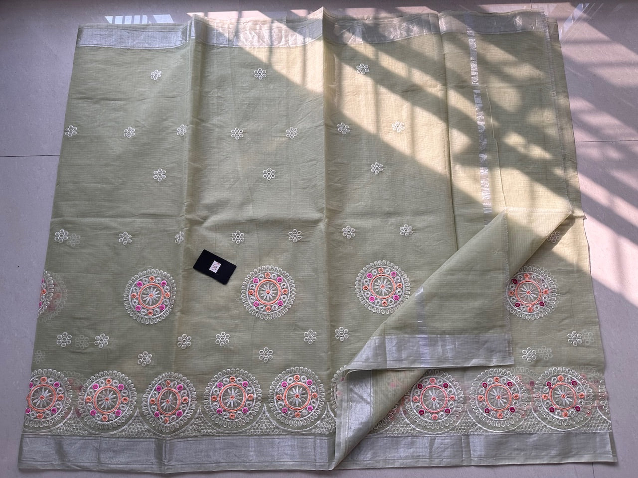 Embroidered Kota Cotton Doria Saree