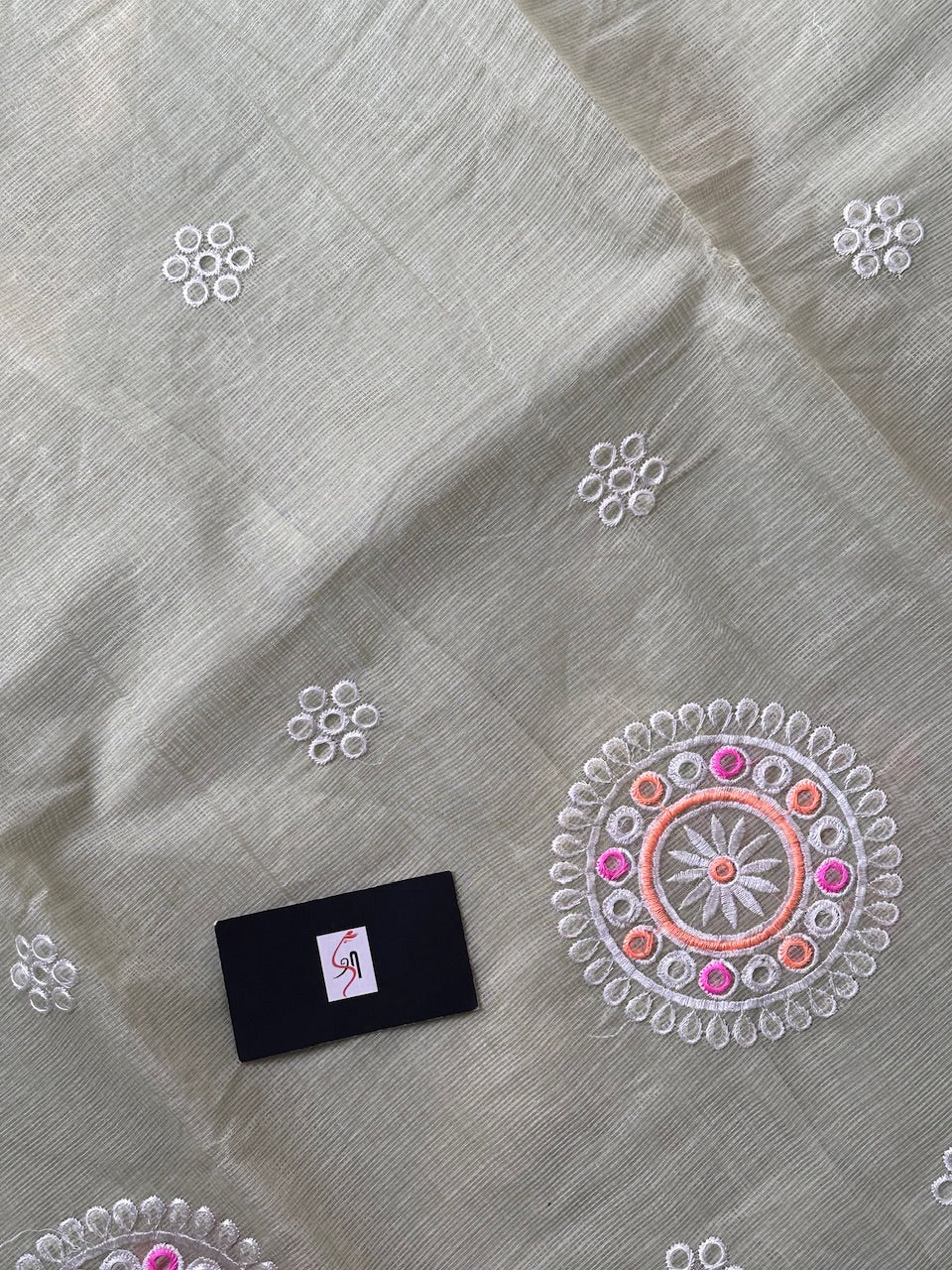 Embroidered Kota Cotton Doria Saree