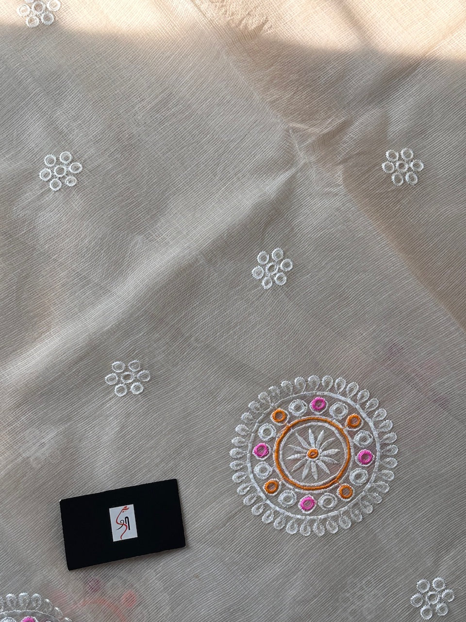 Embroidered Kota Cotton Doria Saree