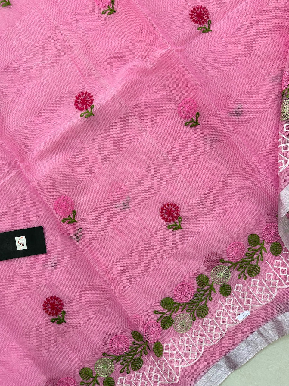 Embroidered Kota Cotton Doria Saree