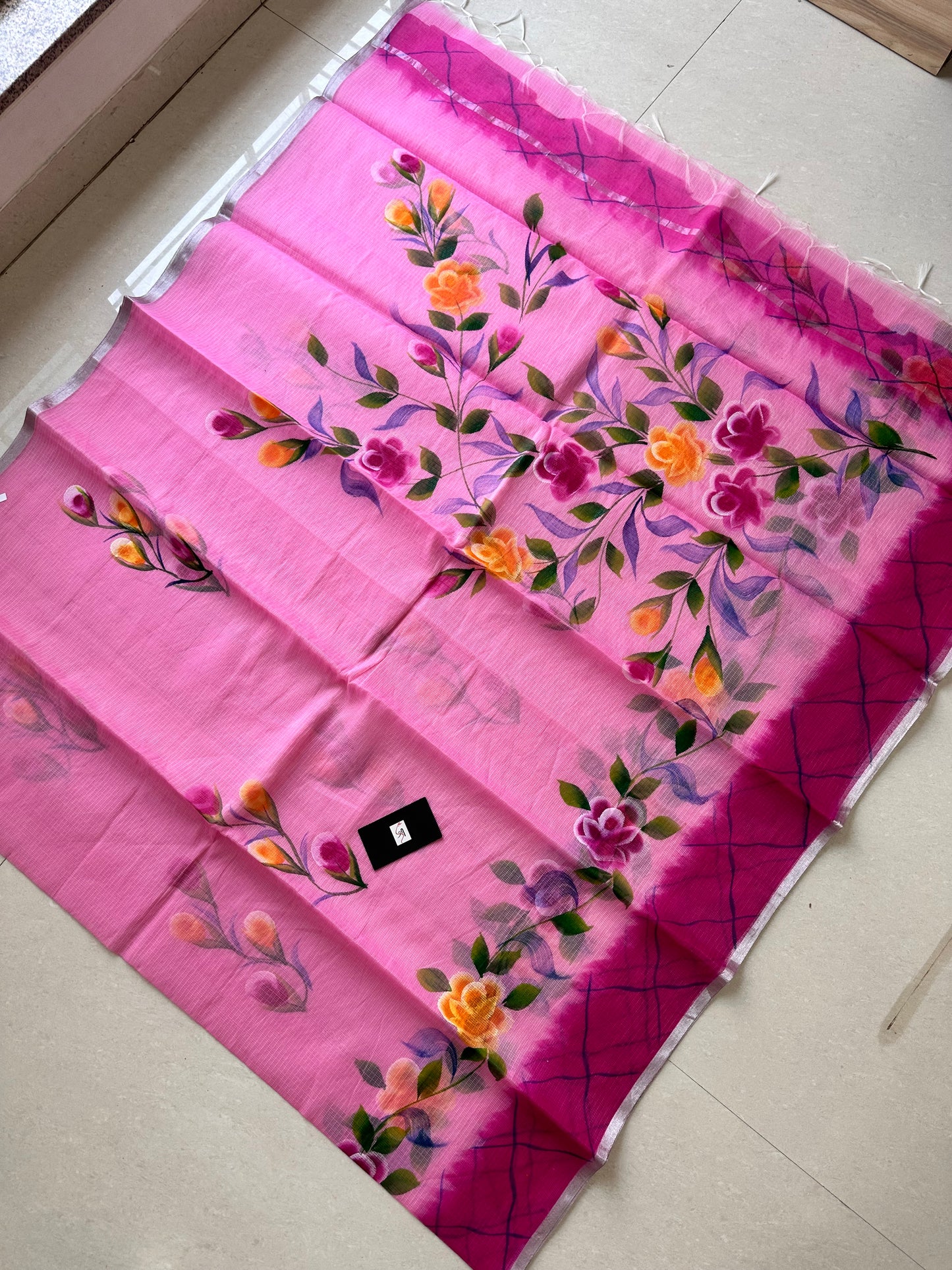 Handpainted Kota Cotton Doria Saree