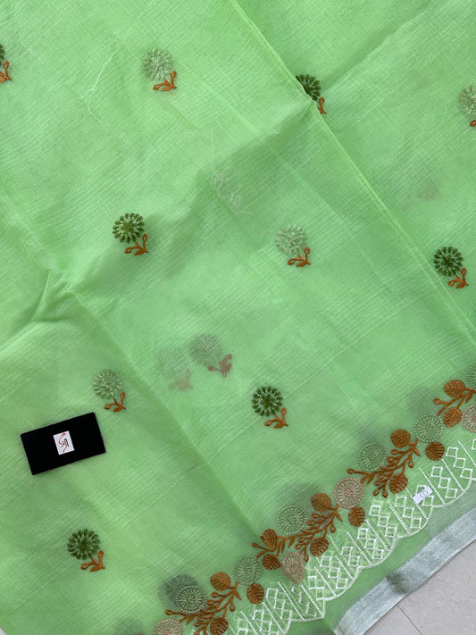 Embroidered Kota Cotton Doria Saree