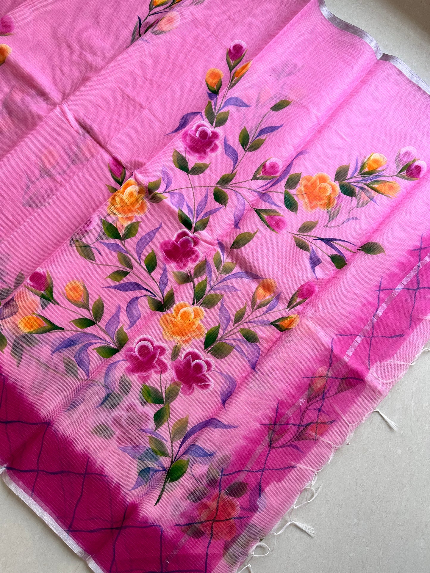 Handpainted Kota Cotton Doria Saree