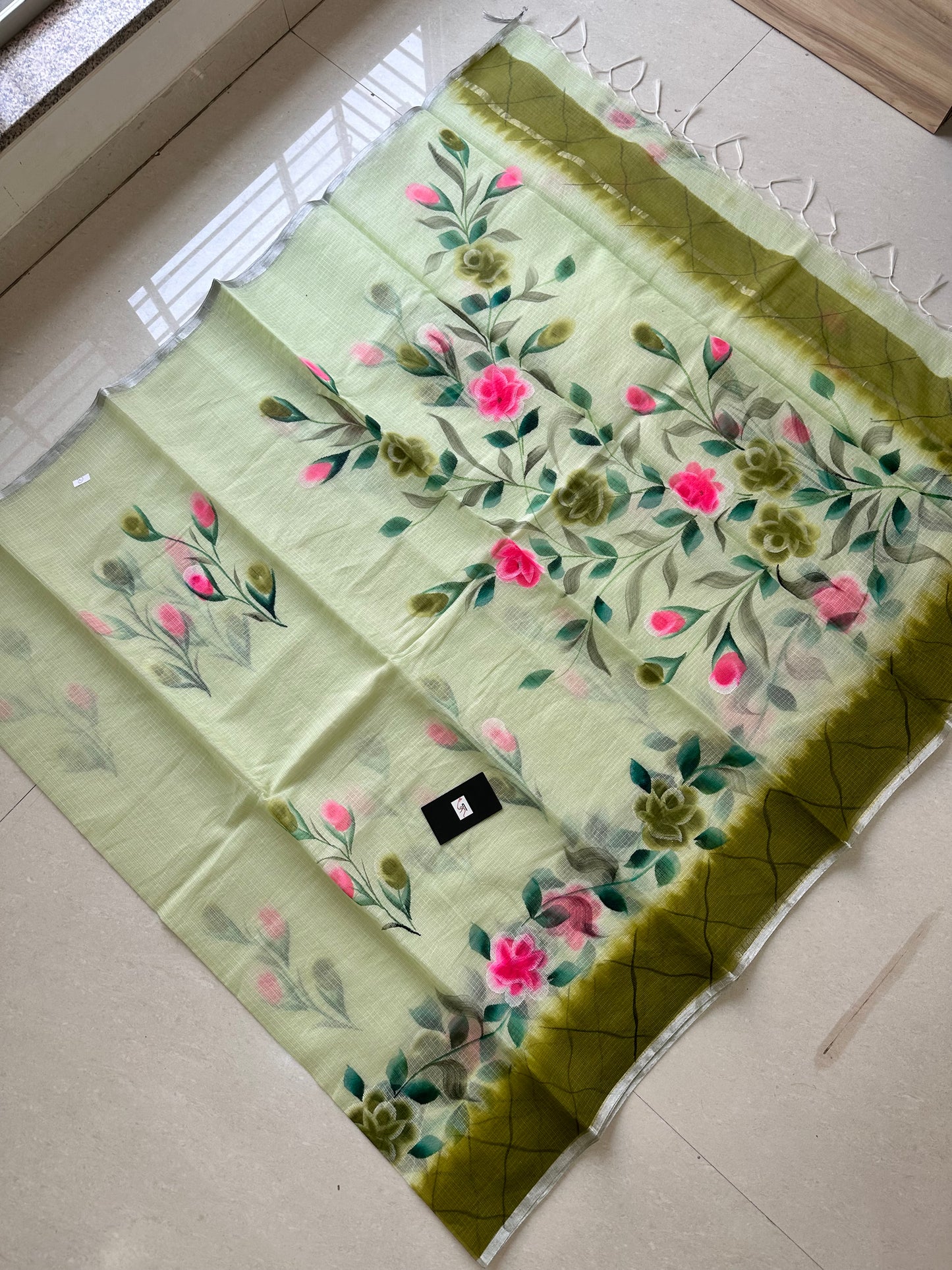 Handpainted Kota Cotton Doria Saree