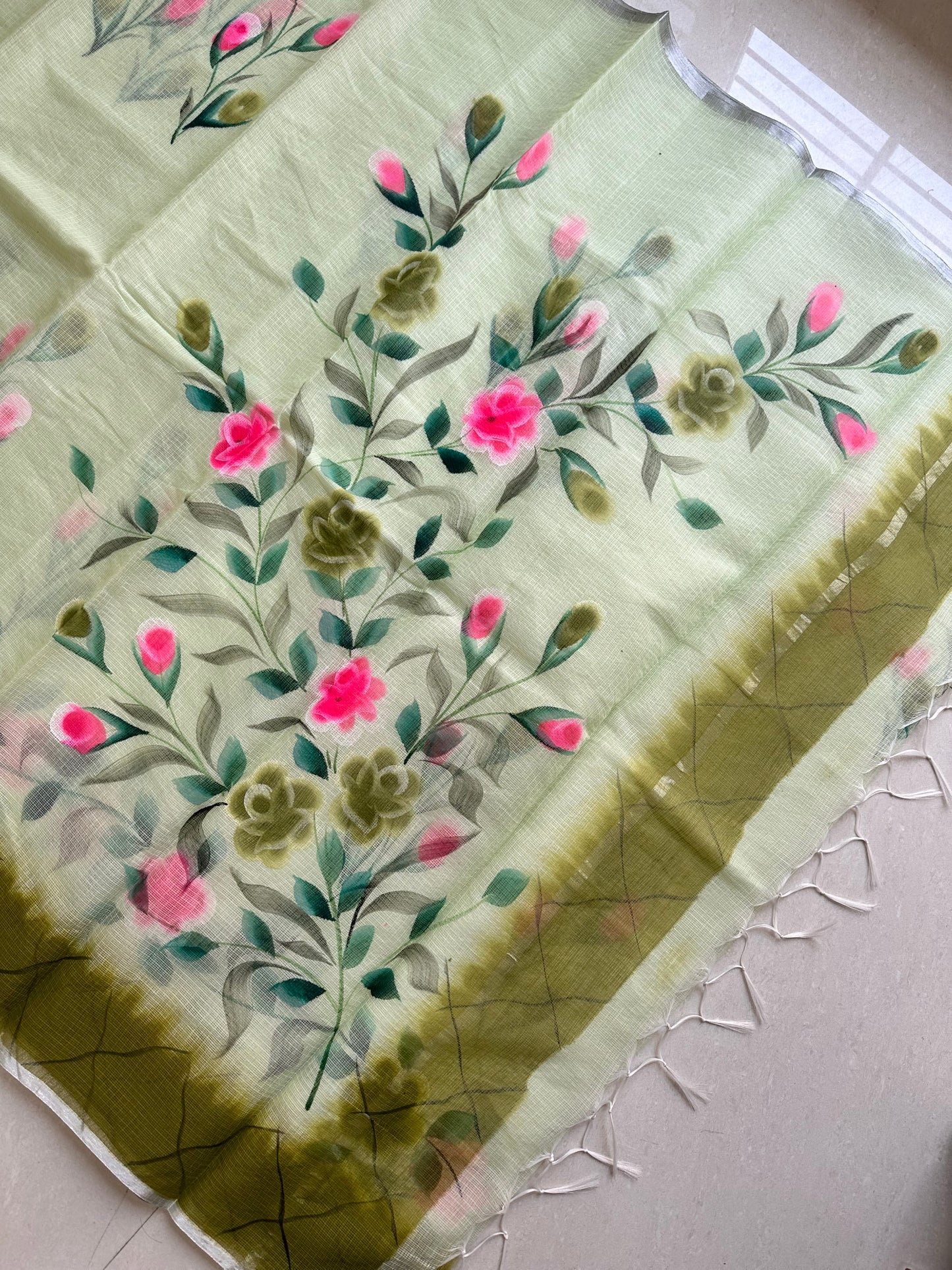 Handpainted Kota Cotton Doria Saree