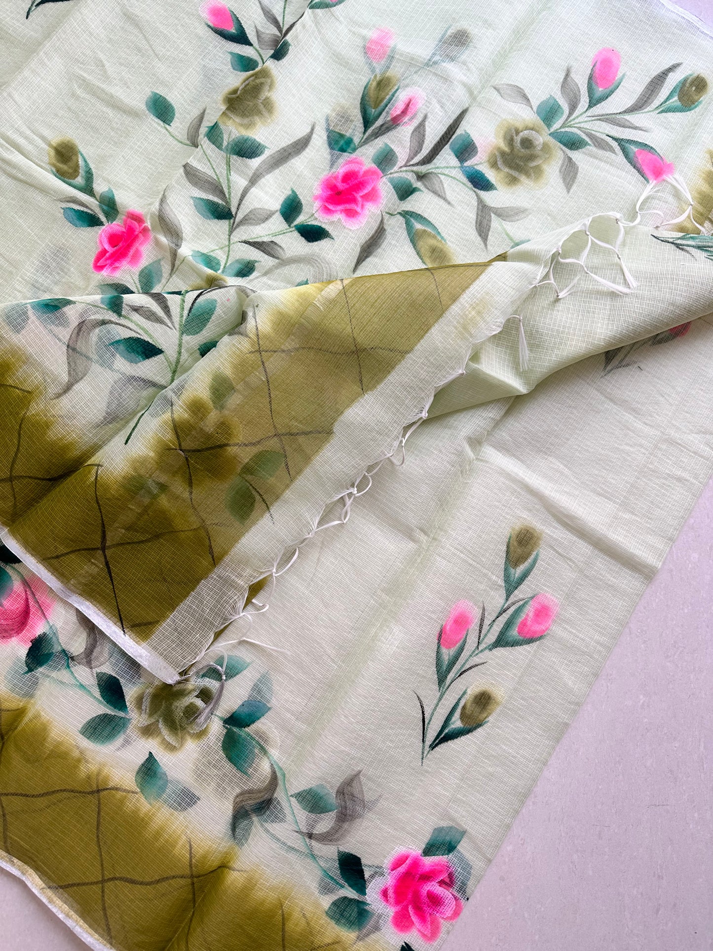 Handpainted Kota Cotton Doria Saree