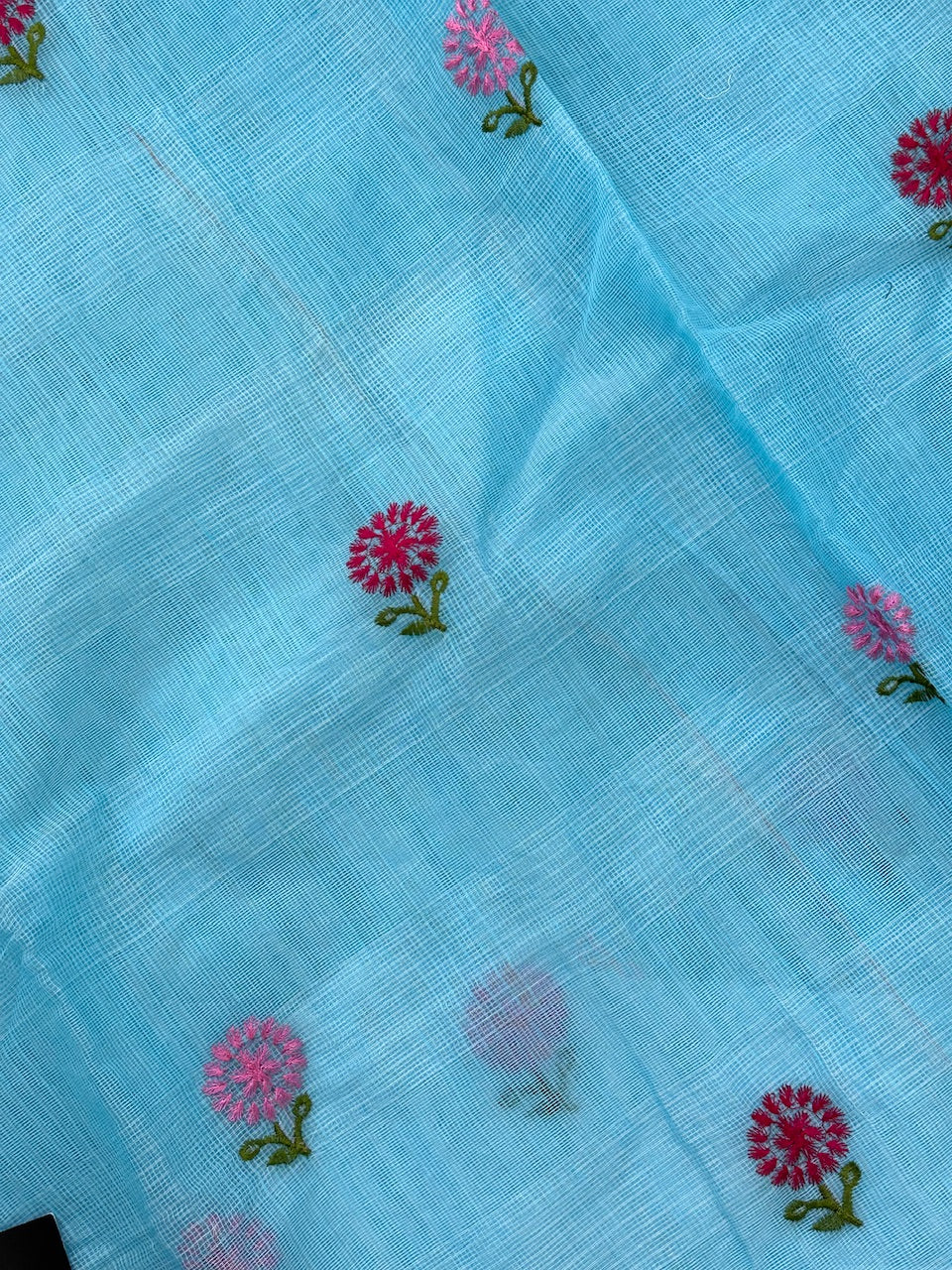 Embroidered Kota Cotton Doria Saree