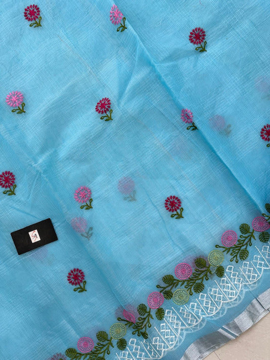 Embroidered Kota Cotton Doria Saree