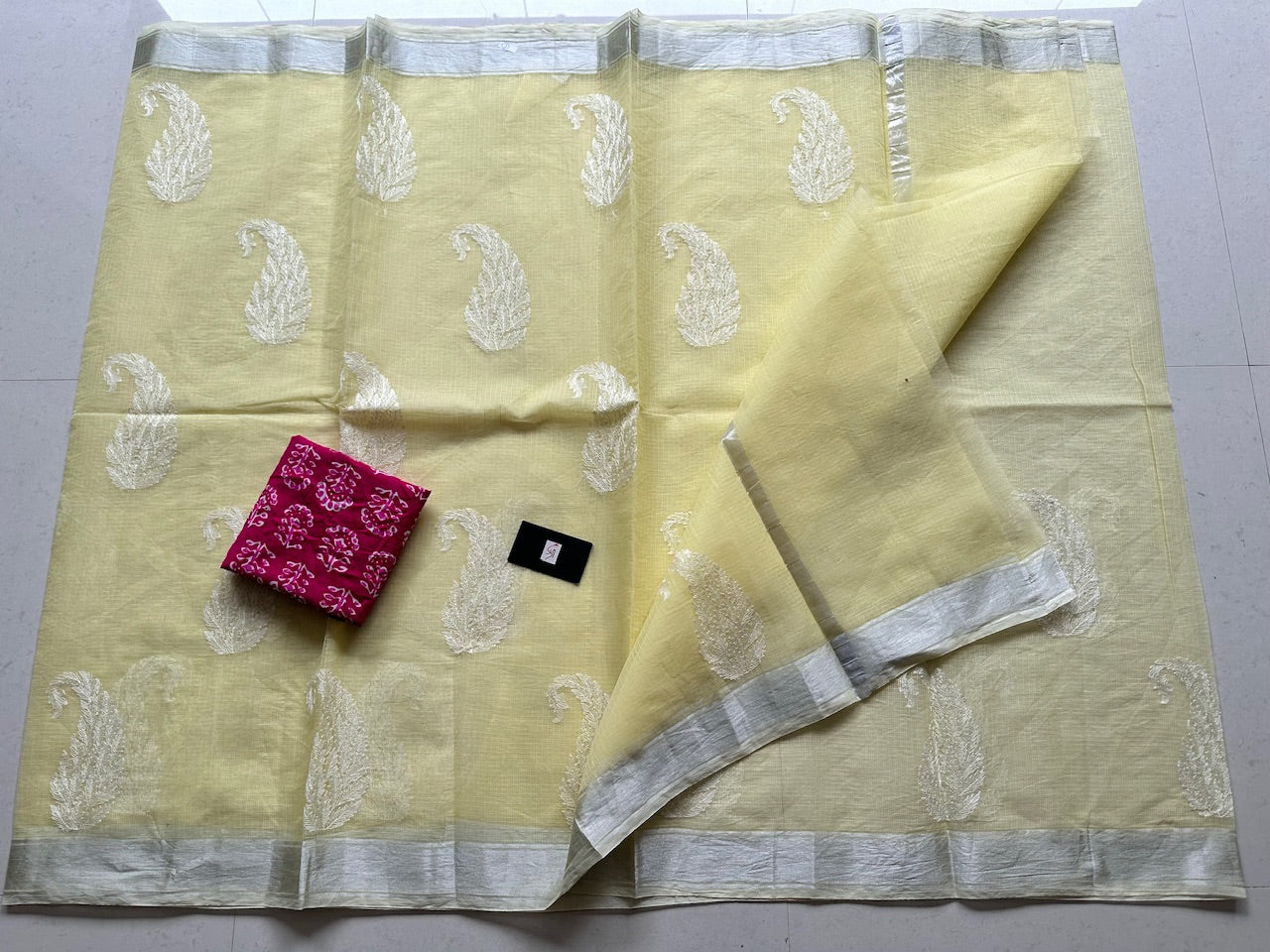 Embroidered Kota Cotton Doria Saree